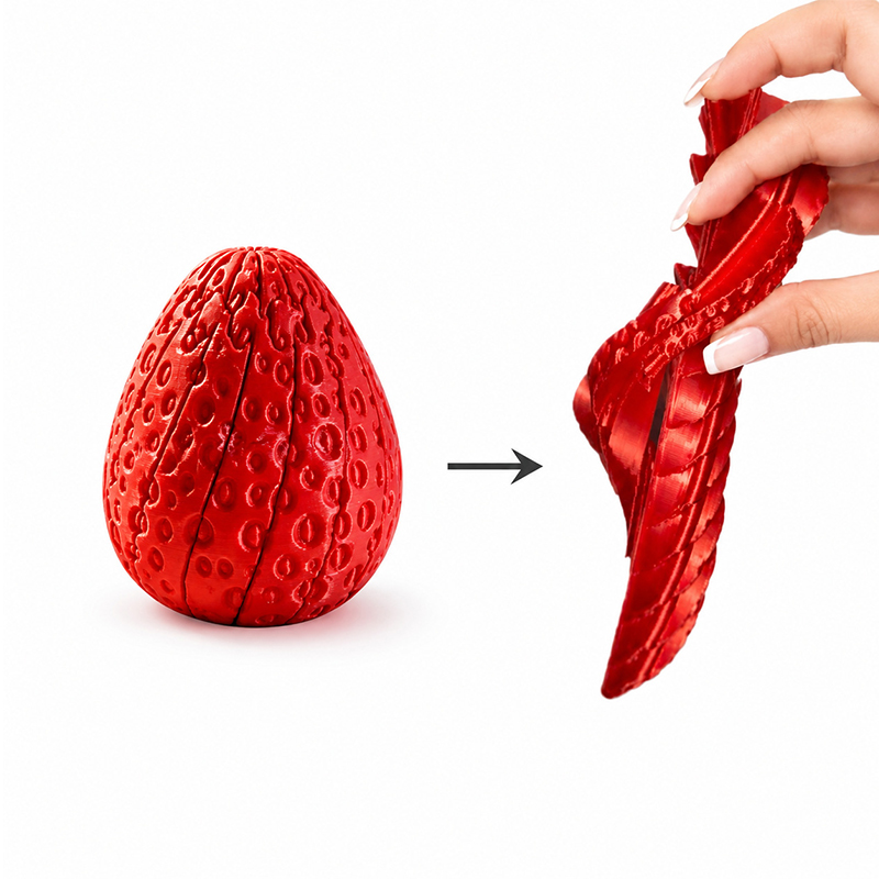 3D Printing Food - Telur Stroberi Putar 3D Dicetak, Mainan