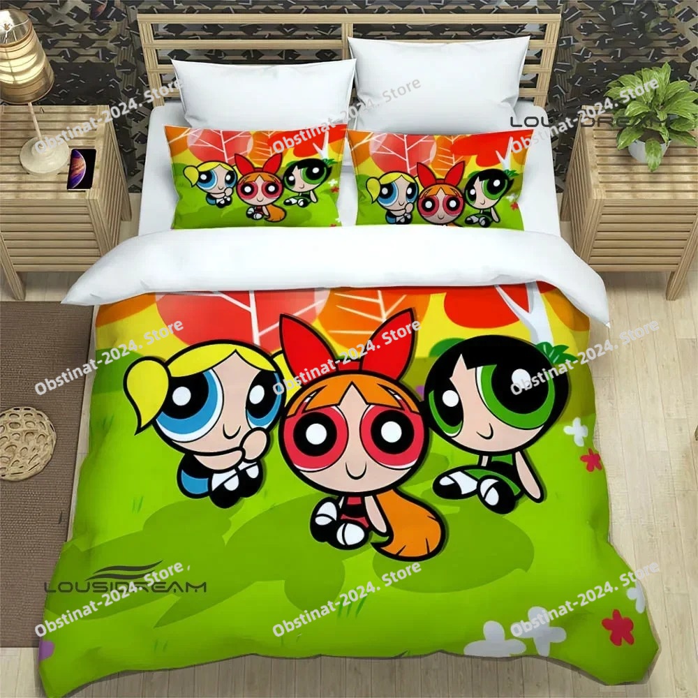 3D Printing Quilting - Set Tempat Tidur Kartun 3D P-Powerpuff-Girls