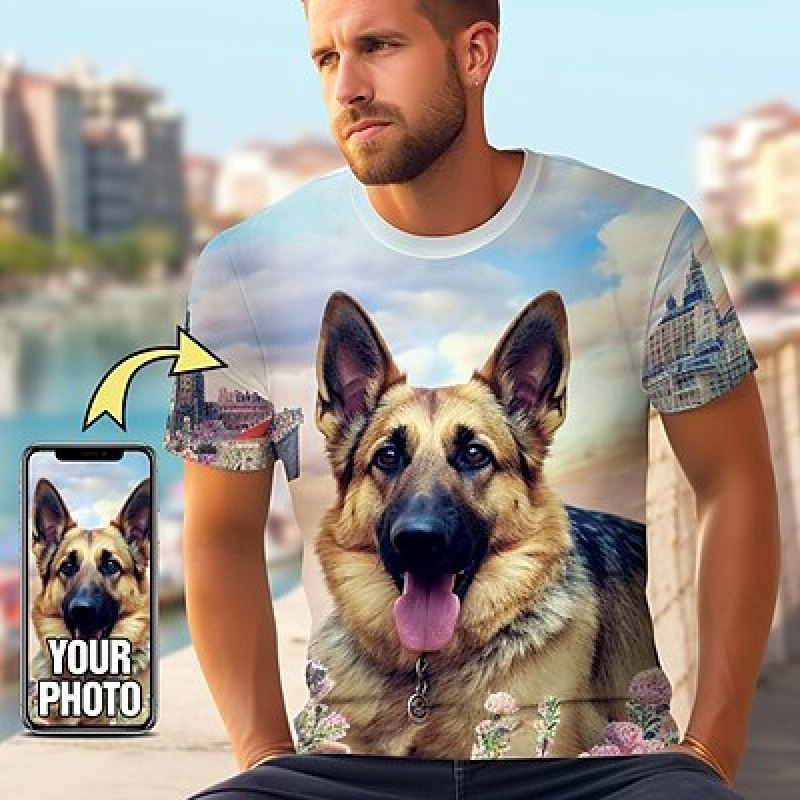 3D Printing Services - T-shirt hewan peliharaan kustom untuk pria