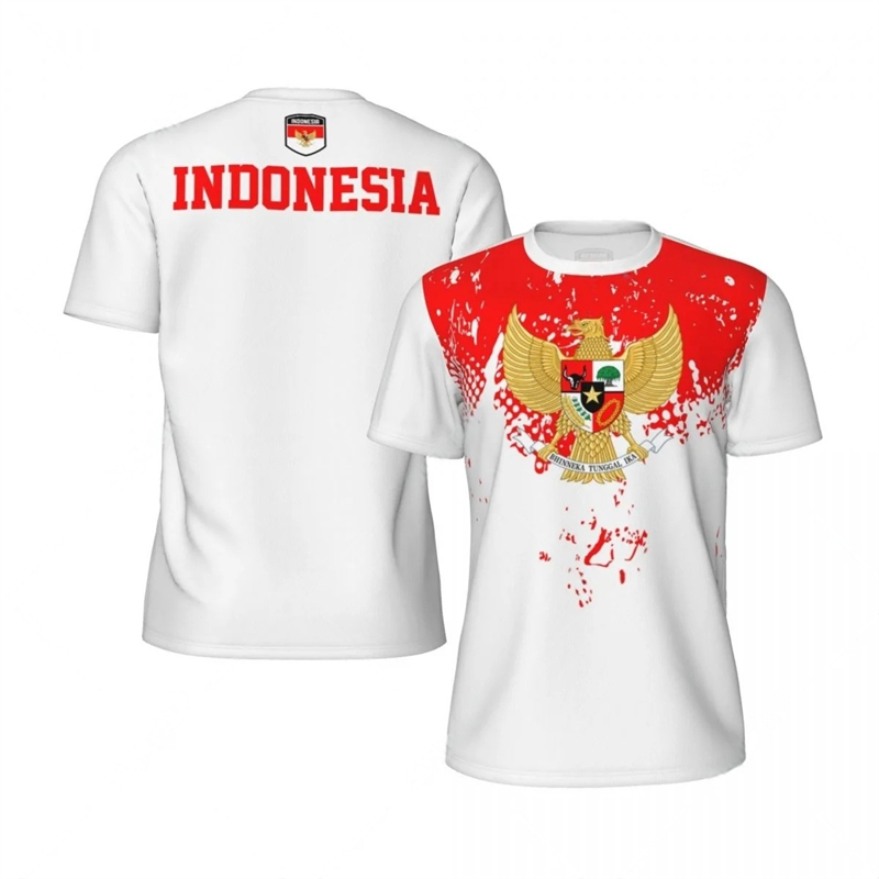3D Printing Indonesia - Kaus sepak bola bendera Indonesia Pria,