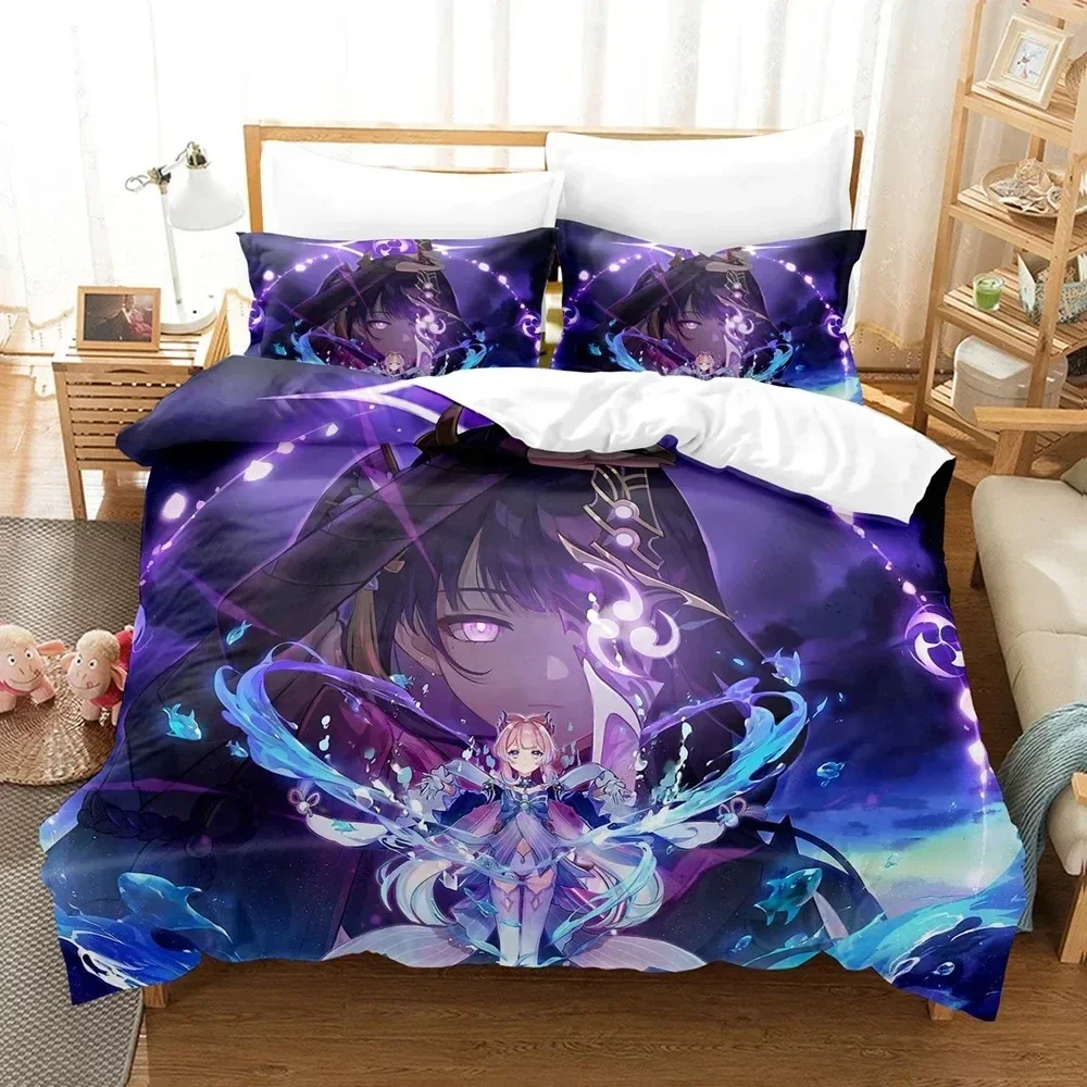 Set Sprei Tiga Potong Genshin  - 3D Printing Quilting ulasan dan harga