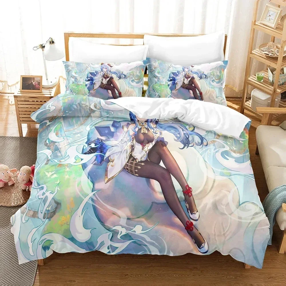 Set Sprei Tiga Potong Genshin  - 3D Printing Quilting ulasan dan harga