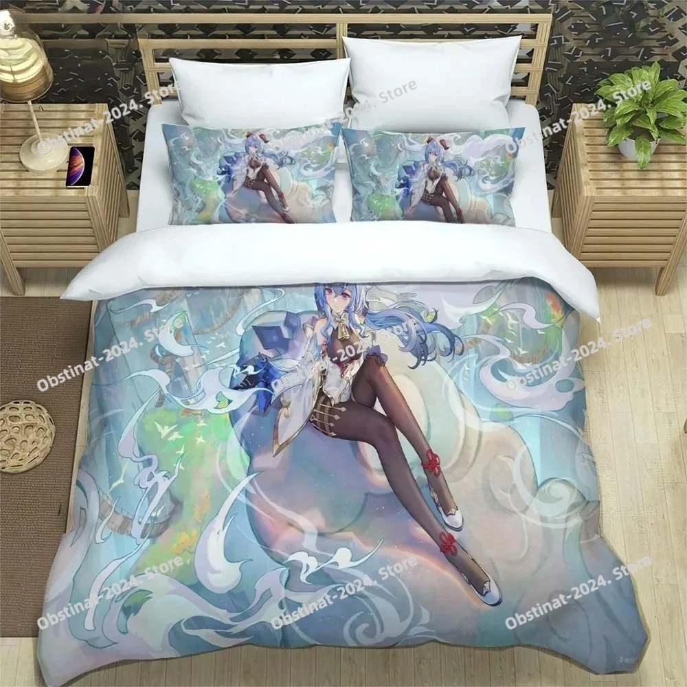 Set Tempat Tidur Anime Genshin - 3D Printing Quilting ulasan dan harga