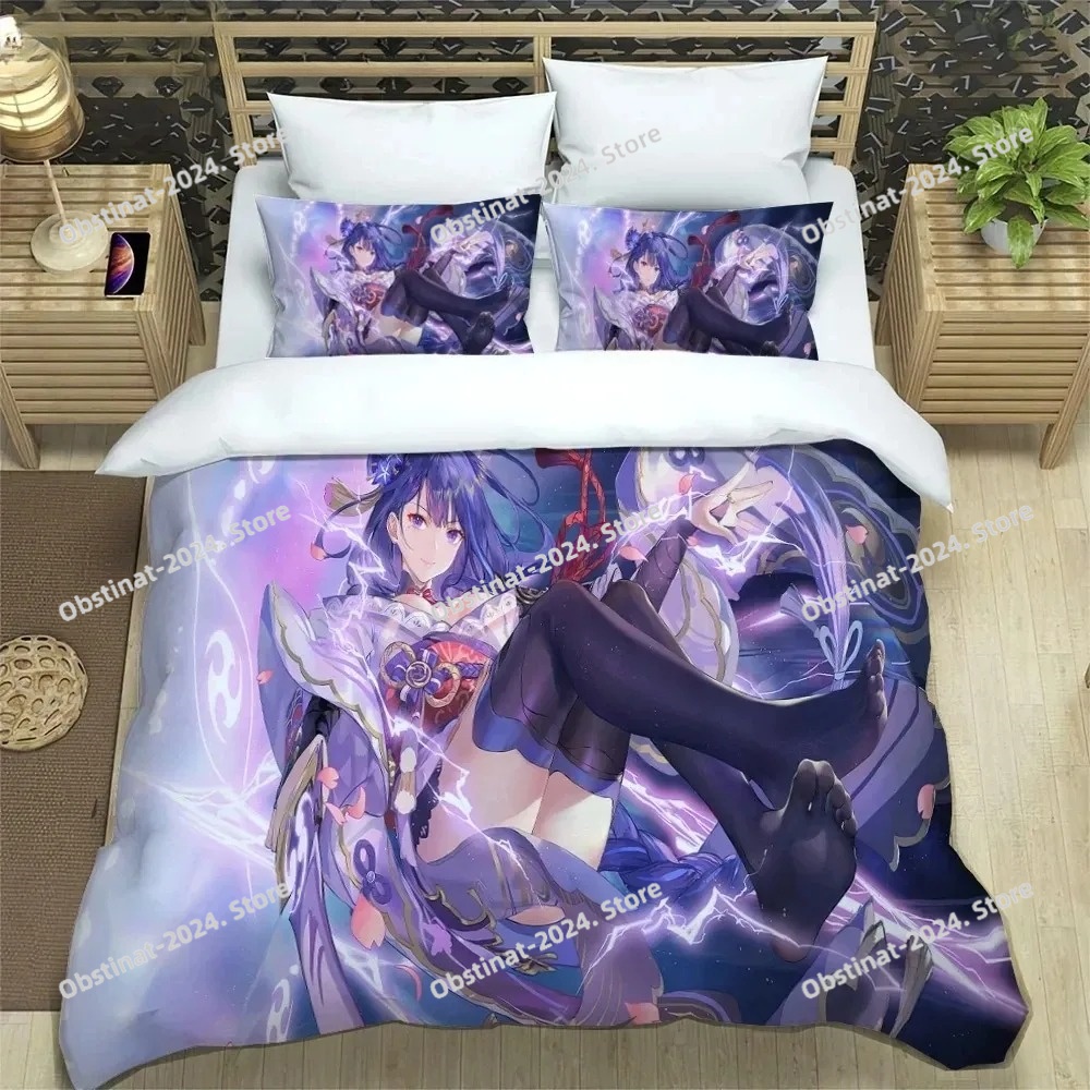 Set Tempat Tidur Anime Genshin - 3D Printing Quilting ulasan dan harga